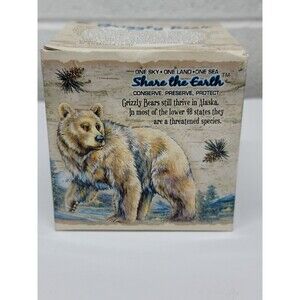 Share the Earth Grizzly Bear Mug Ceramic Coffee Cup Grizzly 1 Sky 1 Land 1 Sea